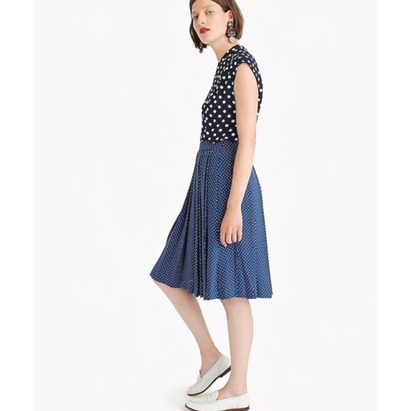 J. Crew Pleated Midi Skirt in Polka Dots - Picture 3 of 8